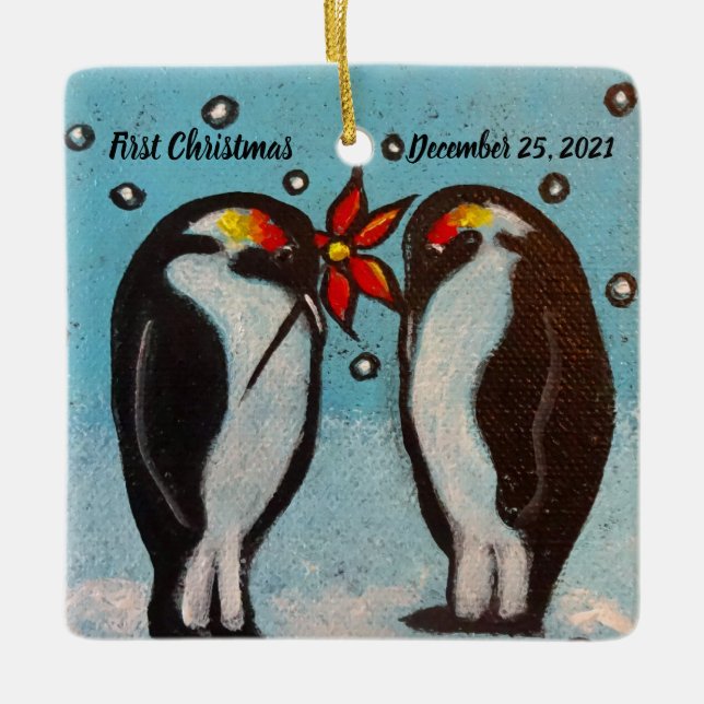 Enfeites de natal Penguin Love (Frente)