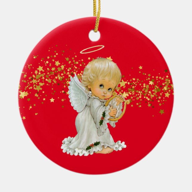 Enfeites de natal-Pequeno ornamento Cerâmico Anjo (Frente)
