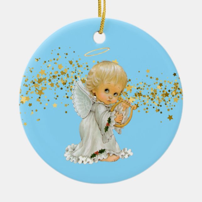 enfeites de natal-Pequeno ornamento Cerâmico Anjo (Frente)