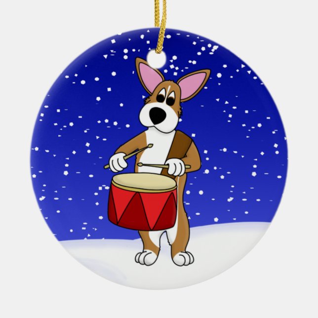 Enfeites de natal pequenos do Corgi do baterista (Frente)