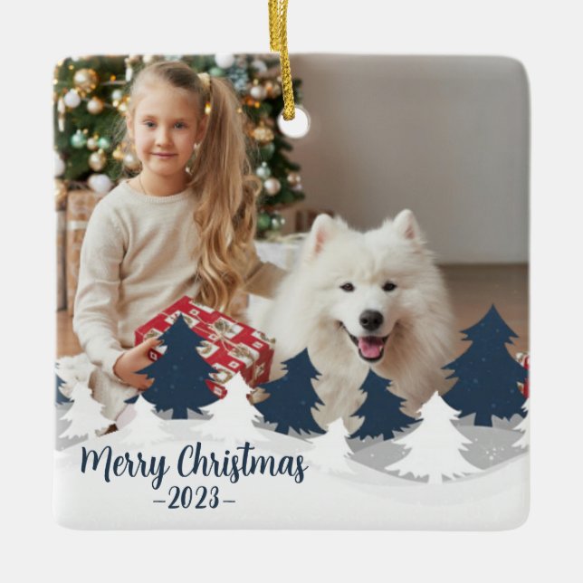 Enfeites de natal Personalizado Azul e Branco (Frente)