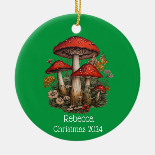 Enfeites de natal Personalizado Cogumelos Vermelho (Frente)