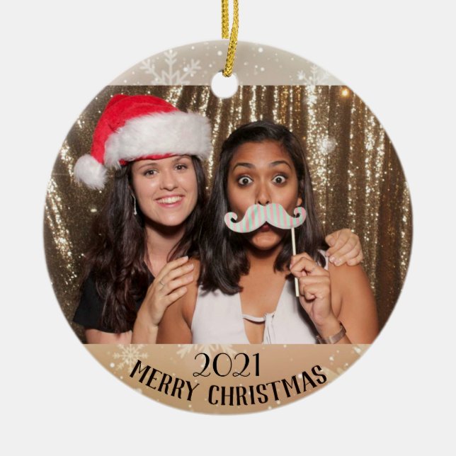 Enfeites de natal Personalizado com Flocos de Neve (Frente)