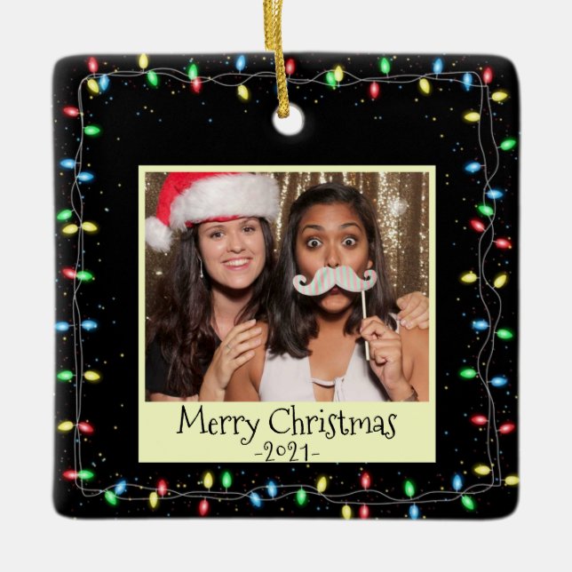 Enfeites de natal Personalizado das Luzes de Natal (Frente)