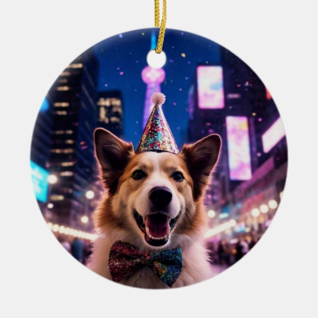 Enfeites de natal Personalizado de Imagem de Cão (Frente)
