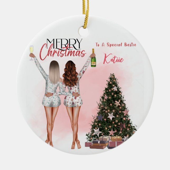Enfeites de natal Personalizado de Melhor Amizade (Frente)