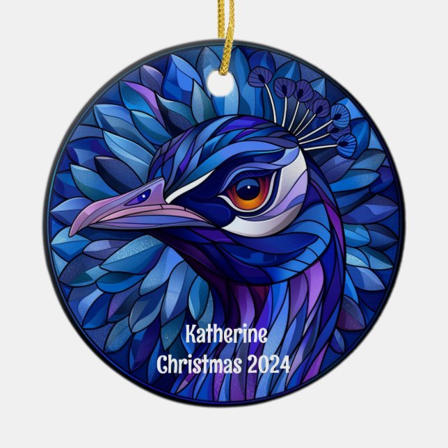 Enfeites de natal Personalizado de Peacock (Frente)