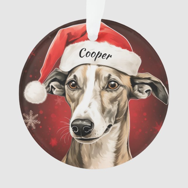 Enfeites de natal Personalizado De Whippet (Frente)