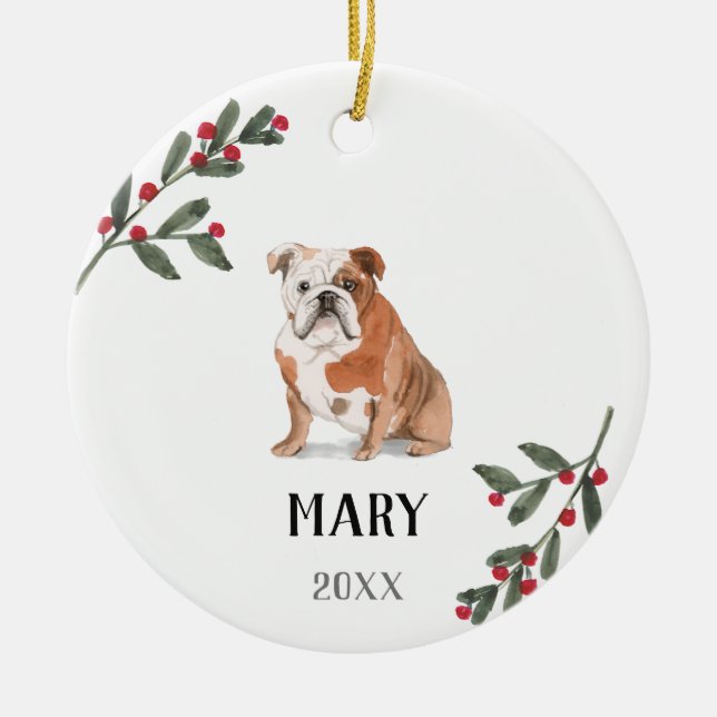 Enfeites de natal Personalizado do Bulldog Inglês (Frente)
