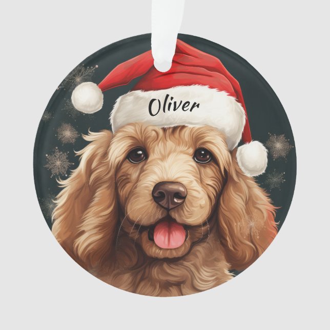 Enfeites de natal Personalizado Goldendoodle (Frente)