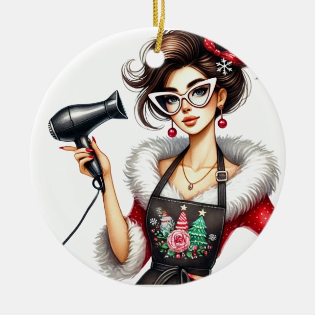 Enfeites de natal personalizado para cabeleireiro (Frente)