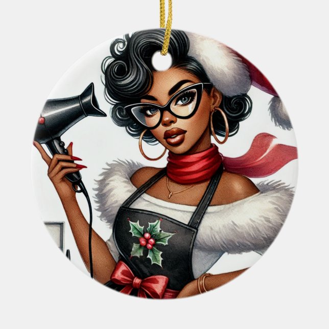 Enfeites de natal personalizado para cabeleireiro (Frente)