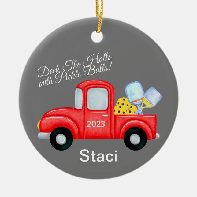 Enfeites de natal Personalizado Pickleball para Pi (Frente)