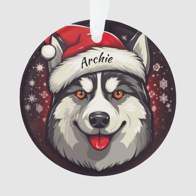 Enfeites de natal Personalizado Siberian Husky (Frente)
