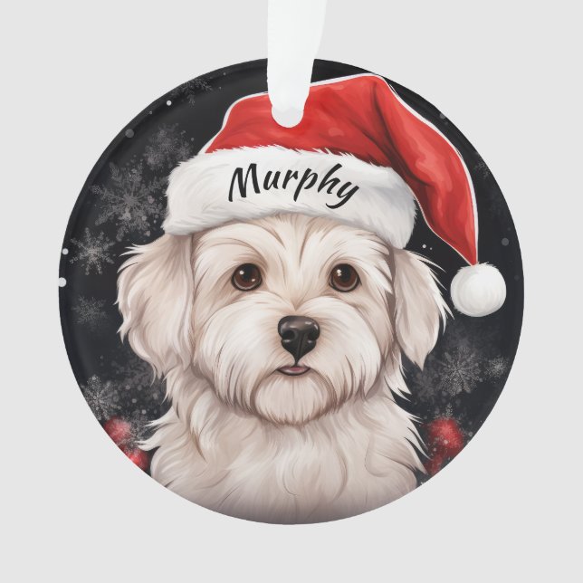 Enfeites de natal Personalizado Terrier Maltês (Frente)