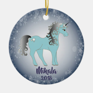 Enfeites de natal Personalizado Unicorn Snowflake