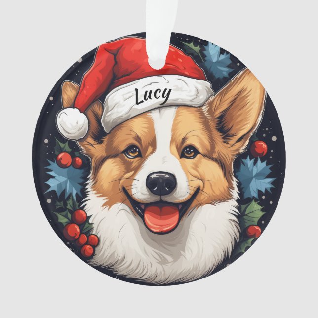 Enfeites de natal Personalizado Welsh Corgi (Frente)