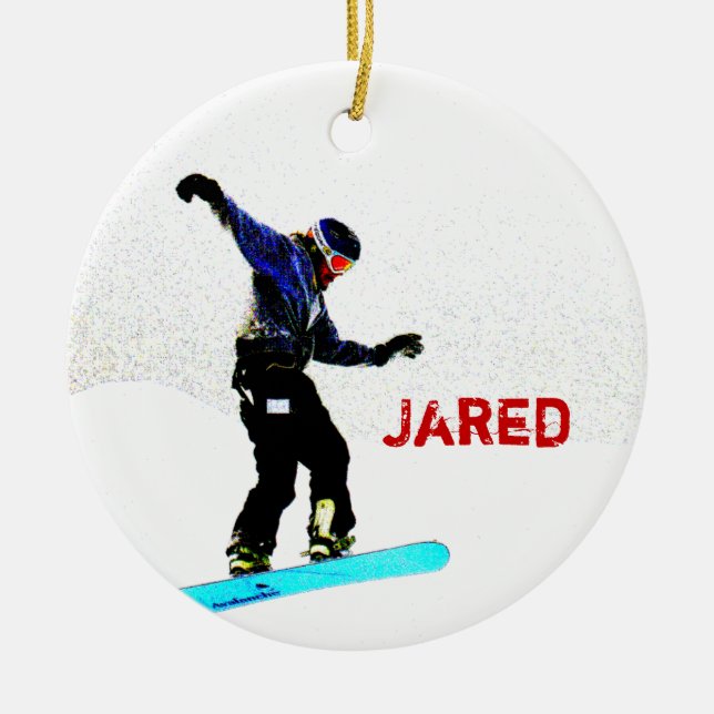 Enfeites de natal personalizados da snowboarding (Frente)