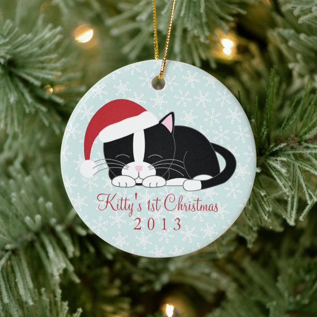 Enfeites de natal Personalizados de Tuxedo Cat (Árvore)