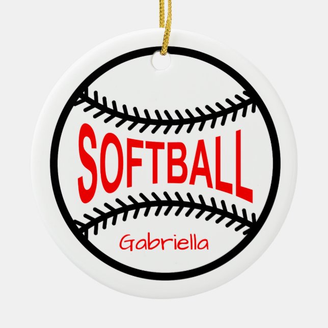 Enfeites de natal personalizados do softball (Frente)