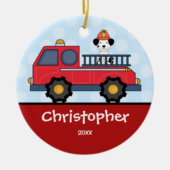 Enfeites de natal personalizados Firetruck do (Frente)