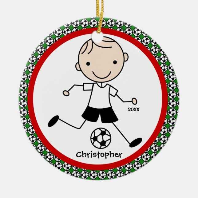 Enfeites de natal personalizados futebol do menino (Frente)