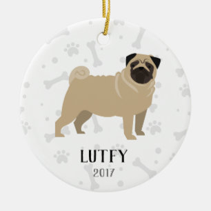 Enfeites de natal personalizados Pug do cão