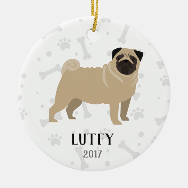 Enfeites de natal personalizados Pug do cão (Frente)