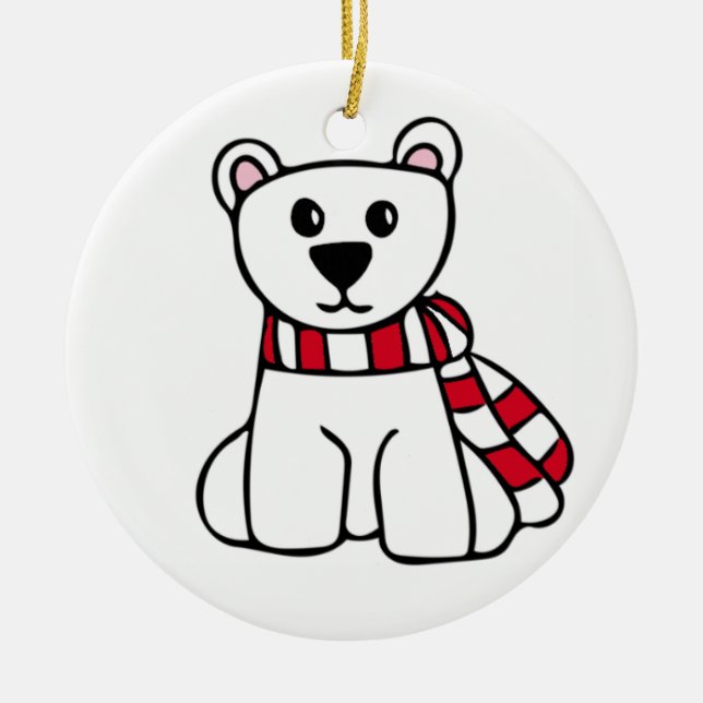Enfeites de natal personalizados - urso polar (Frente)