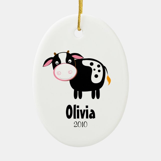 Enfeites de natal personalizados VACA de HOLSTEIN (Frente)