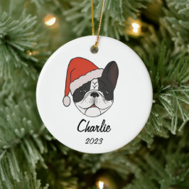 Enfeites de natal Pied Frenchie Santa Hat