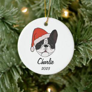 Enfeites de natal Pied Frenchie Santa Hat