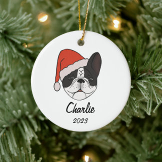 Enfeites de natal Pied Frenchie Santa Hat