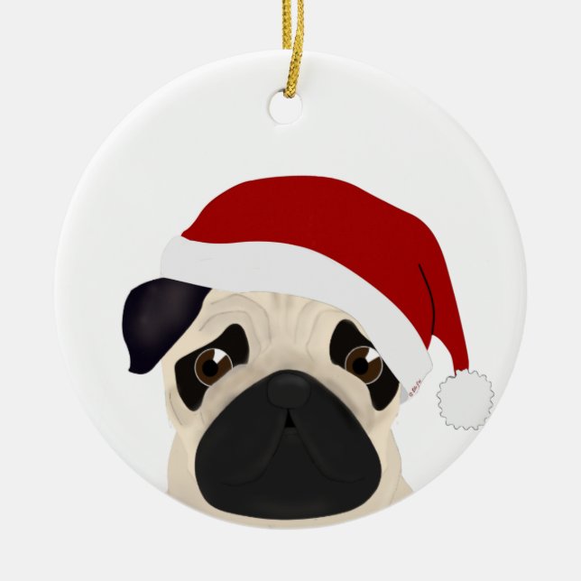 Enfeites de natal Pug (Frente)