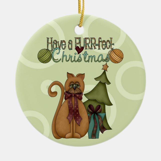 Enfeites de natal Purr-fect Cat (Frente)