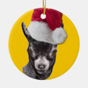Enfeites de natal Pygmy Goat Santa Hat