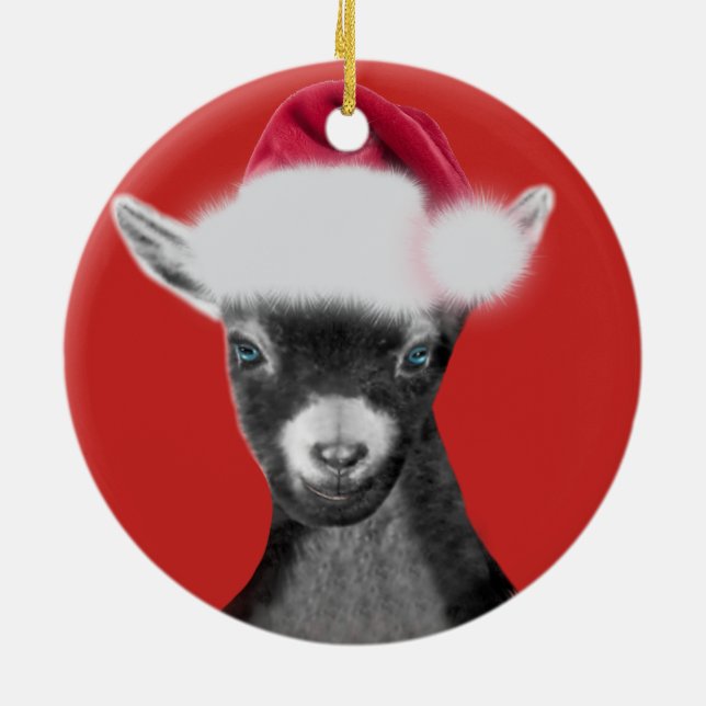 Enfeites de natal Pygmy Goat Santa Hat (Traseira)