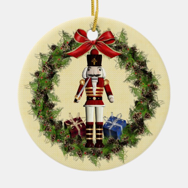 Enfeites de natal redondo Red Nutcracker Wreath (Frente)