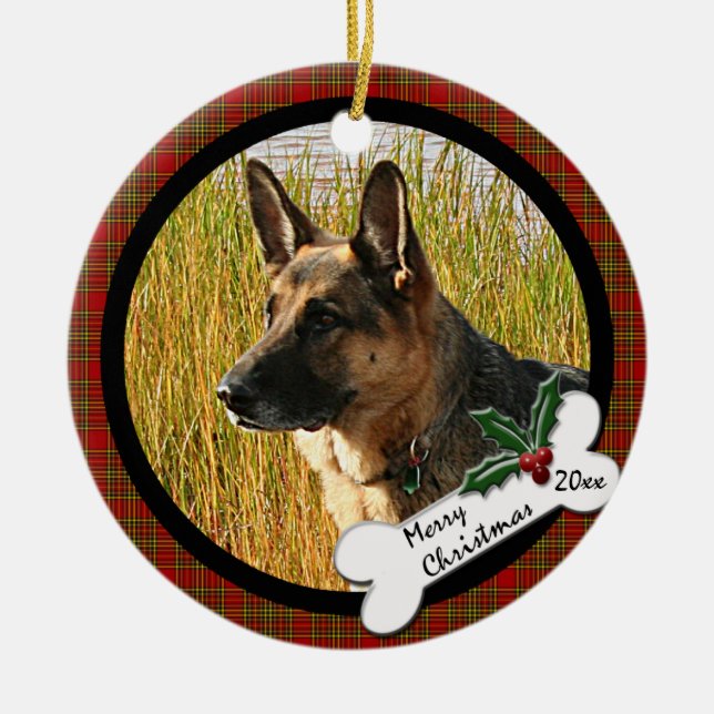 Enfeites de natal redondos do german shepherd (Frente)