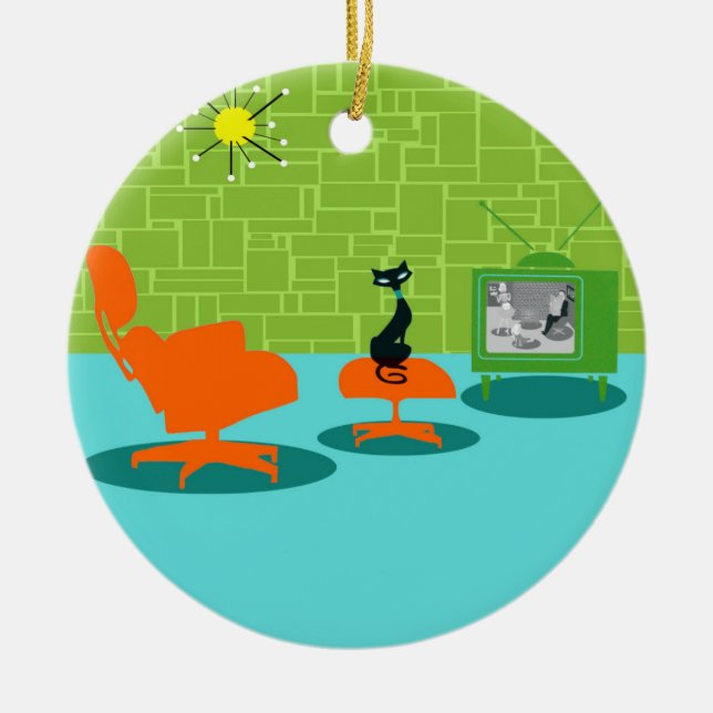 Enfeites de natal retros do gatinho da era (Frente)