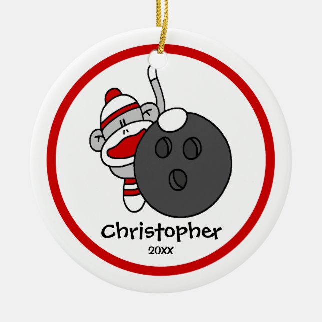 Enfeites de natal s do menino da boliche do macaco (Frente)