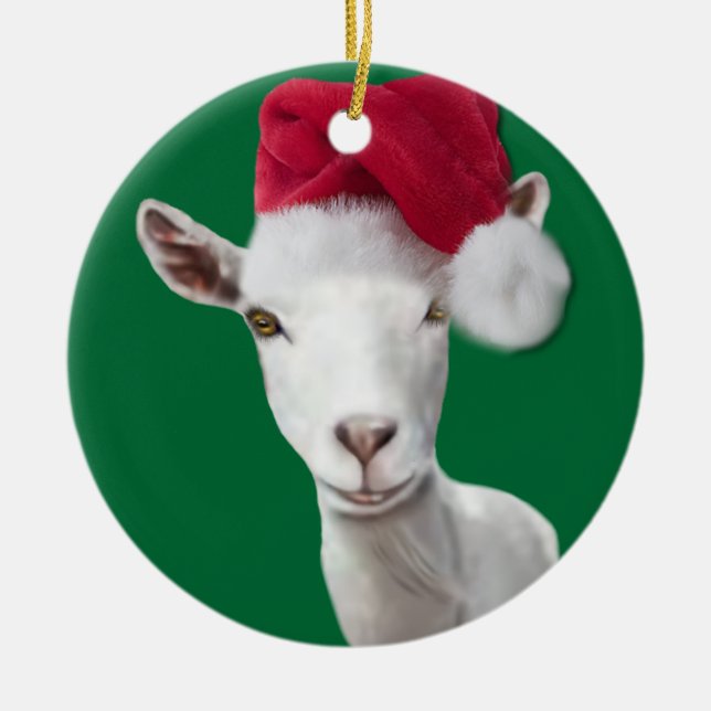 Enfeites de natal Saanen Goat Santa Hat (Frente)