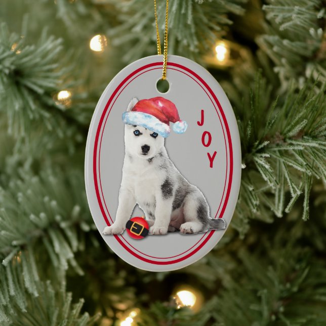Enfeites de natal Siberian Husky Santa Hat (Árvore)