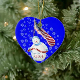 Enfeites de natal Snowman e American Flag