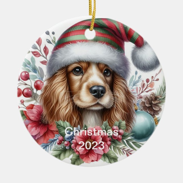 Enfeites de natal Spaniel (Frente)