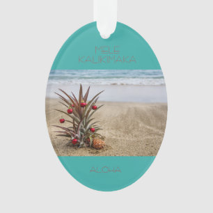 Enfeites de natal tropicais do abacaxi da praia