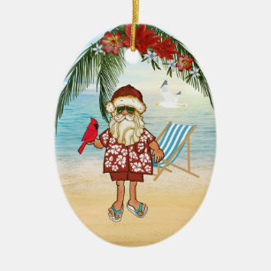Enfeites de natal tropicais do papai noel