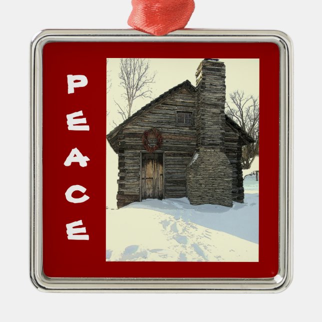 enfeites de natal "VELHO LOG CABIN IN SNOW" (Frente)