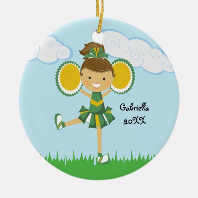Enfeites de natal verde e Cheerleader amarelo (Frente)
