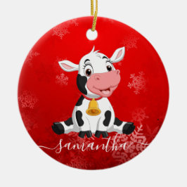 enfeites de natal vermelho de vaca bebê